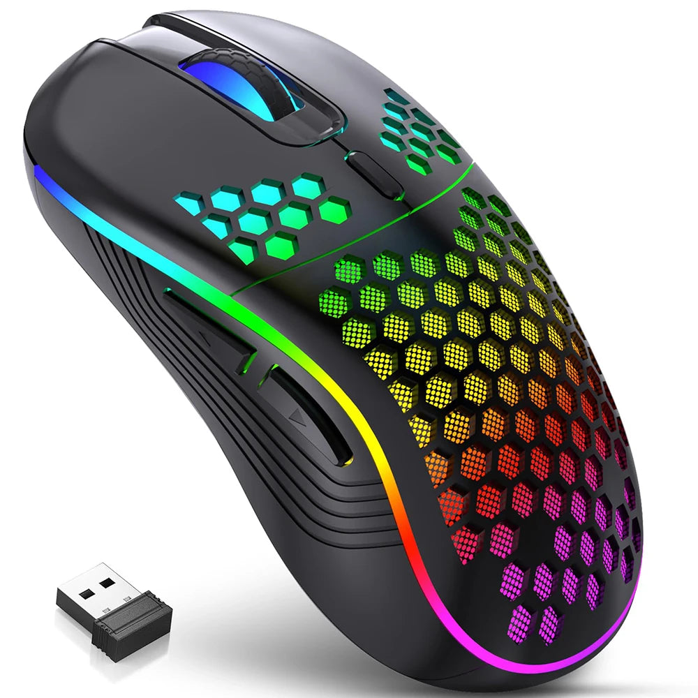 Office Supplies 2.4G Wireless Gaming Mouse RGB Lighting Charging Mouse with Adjustable DPI Ergonomic Design for Desktop Laptop