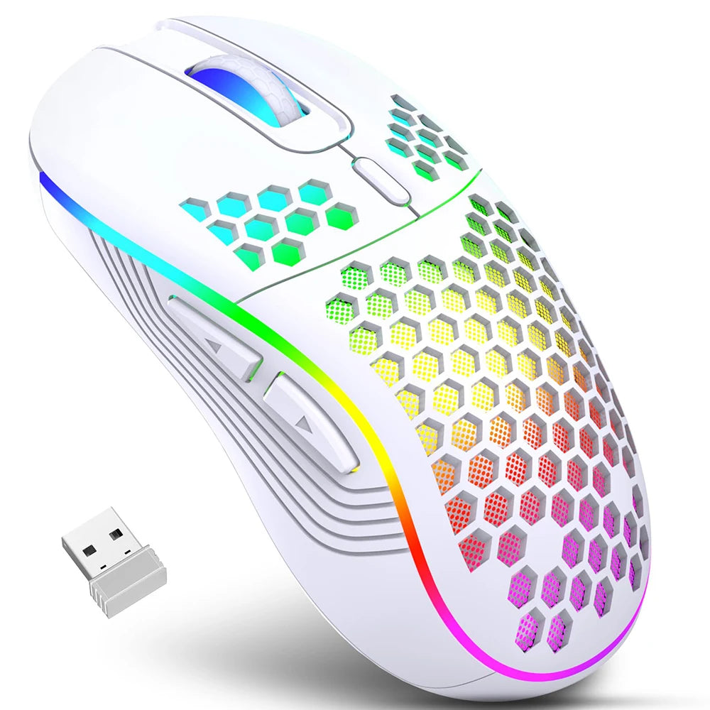 Office Supplies 2.4G Wireless Gaming Mouse RGB Lighting Charging Mouse with Adjustable DPI Ergonomic Design for Desktop Laptop