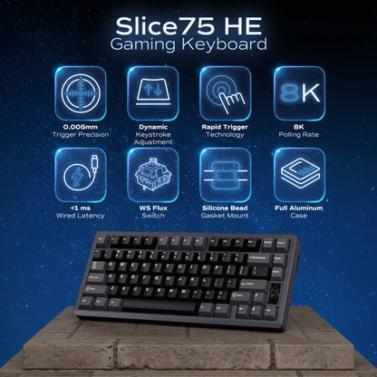Chilkey Slice75 HE Gaming Keyboard: 75% Aluminum Rapid Trigger Hall Effect Keyboard with WS Flux Magnetic Switch